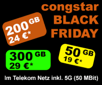 congstar Black Friday Angebote mit Allnet Flat im Telekom Netz inkl. 5G